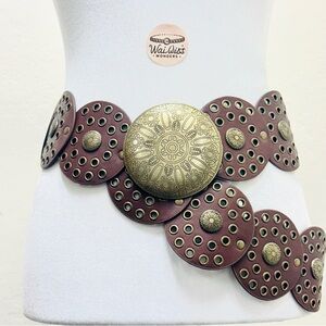 Brown and gold boho belt with a touch of western flair